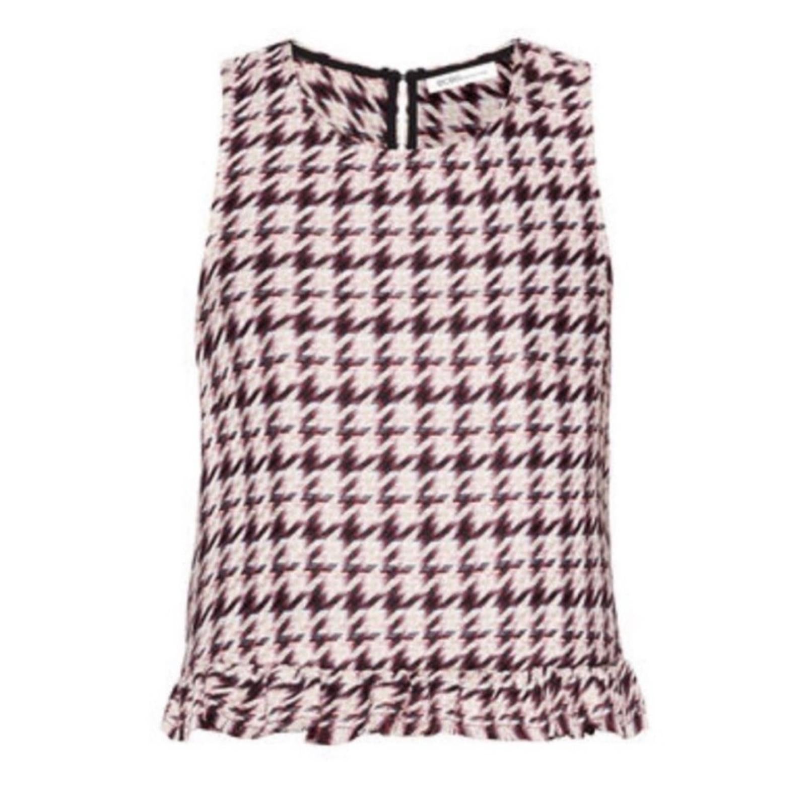 BCBGeneration Ruffle Hem Sleeveless Woven Top in Pink Red, Size XL