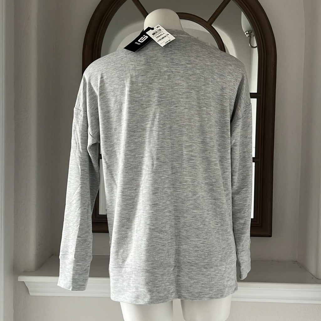 ID-Ideology Active Solid Crewneck Top in Grey, Size S New w/Tag $39.50