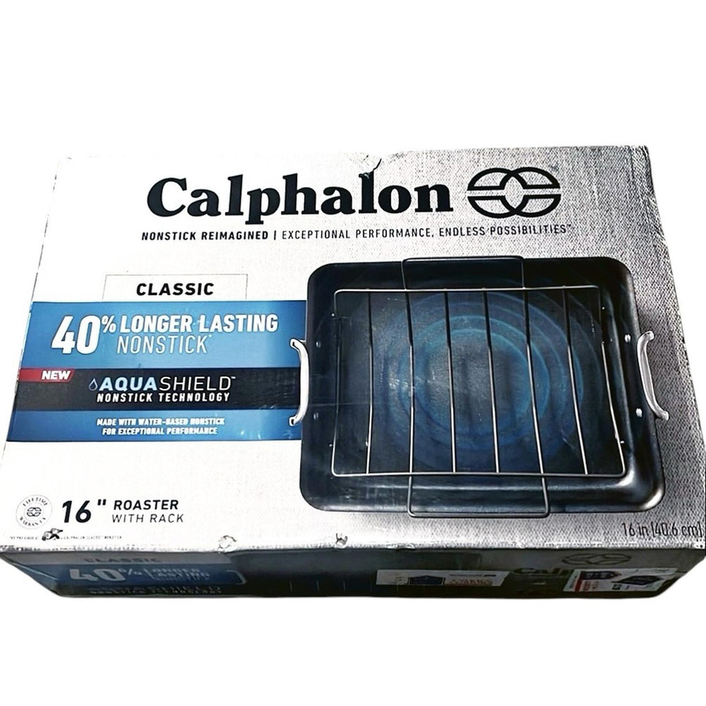 Calphalon Nonstick with AquaShield 16" Roaster w/Rack, 40% Longer Lasting NEW