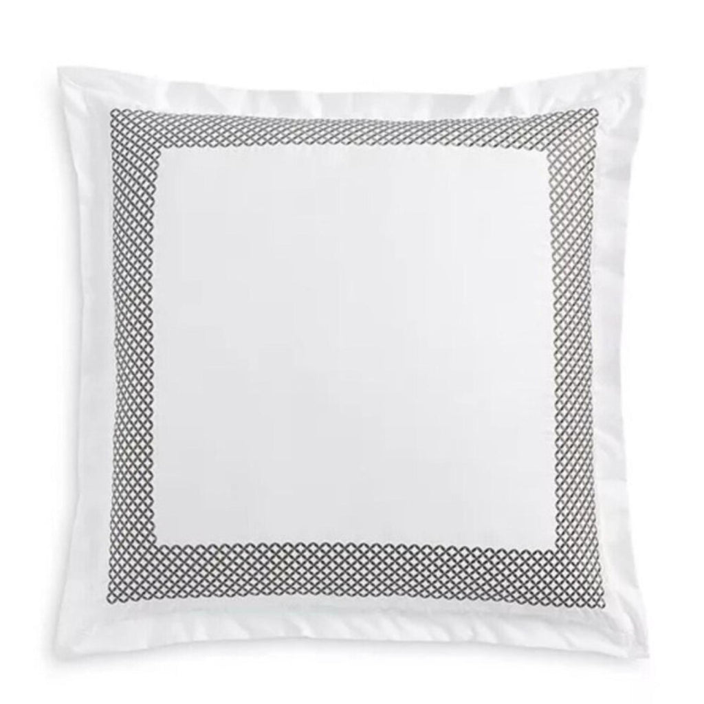 Hudson Park Collection Embroidered Geo Euro Sham in White/Silver, NEW