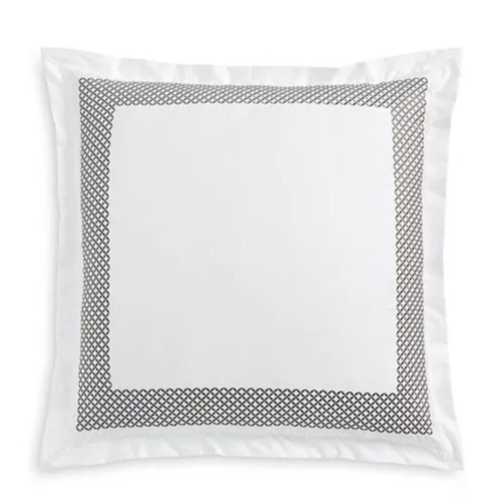 Hudson Park Collection Embroidered Geo Euro Sham in White/Silver, NEW