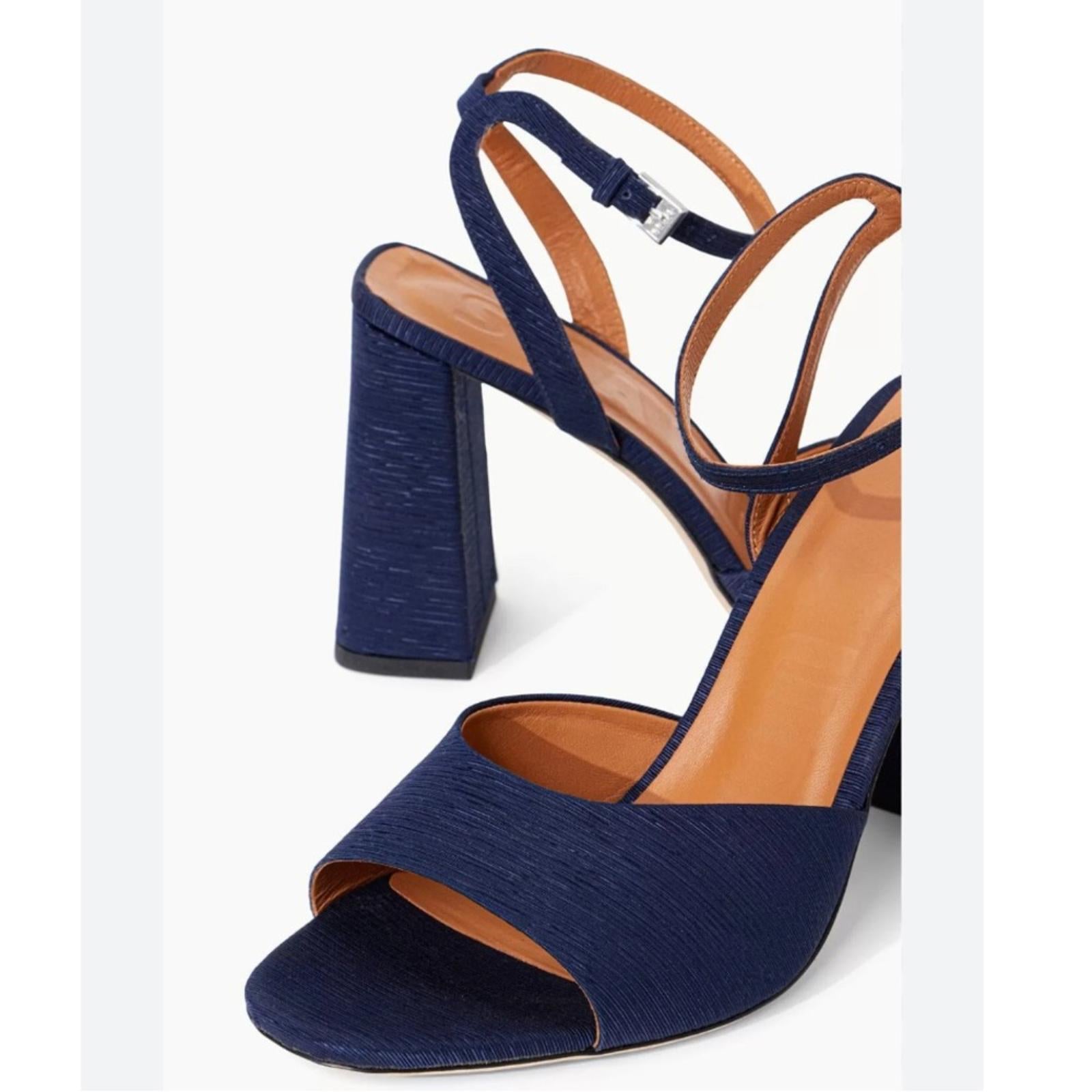 STAUD Solange NAVY High Block Heel Sandals, Size EU 40 NEW +Dust Bag SOLD OUT!