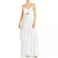Aqua Bloomingdale’s Cutout Tiered Gown in Off White, Size S New 10 NWT $298