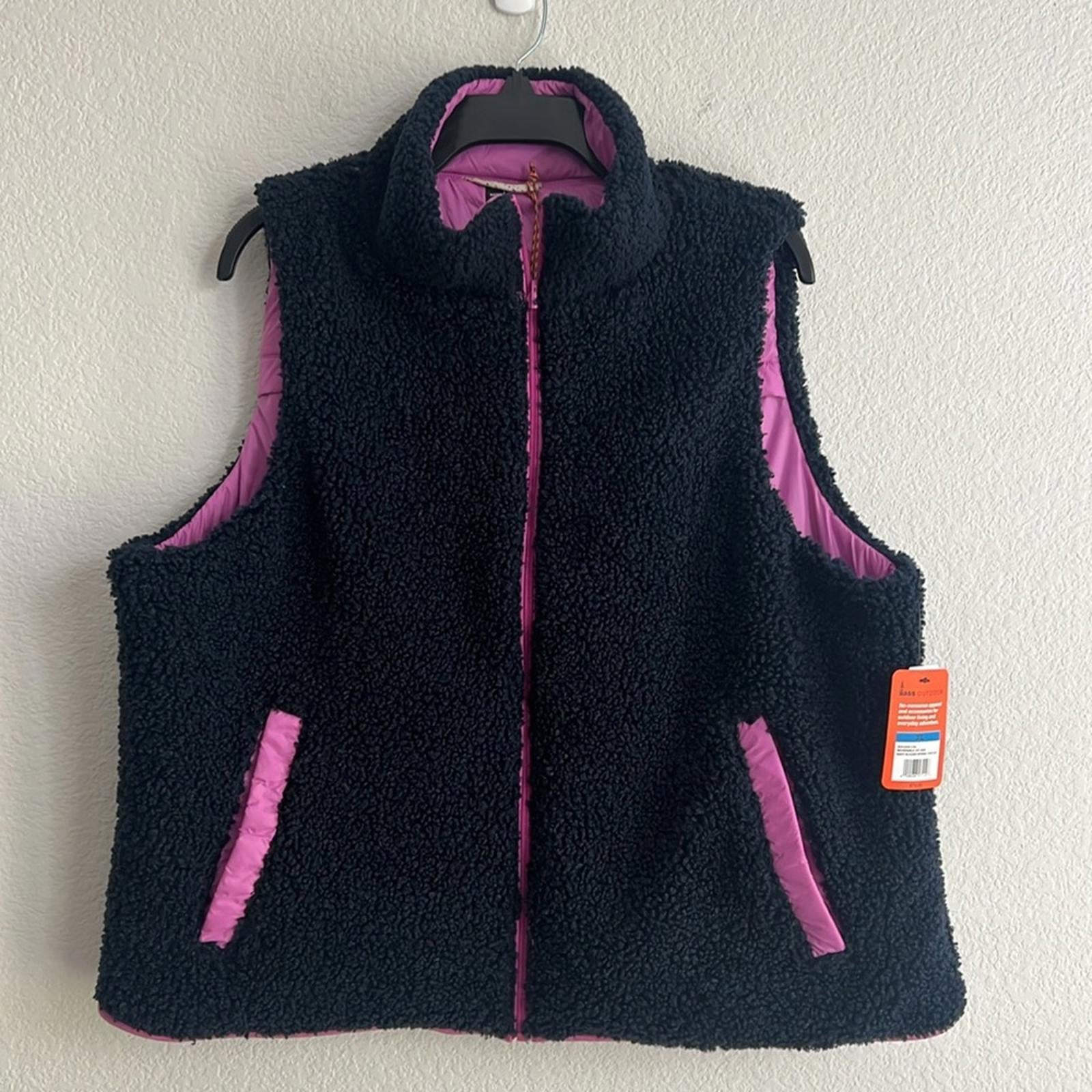 Bass Outdoor Reversible Zip-Front Vest Navy Blazer/Spring Crocus, NWT, Size XL