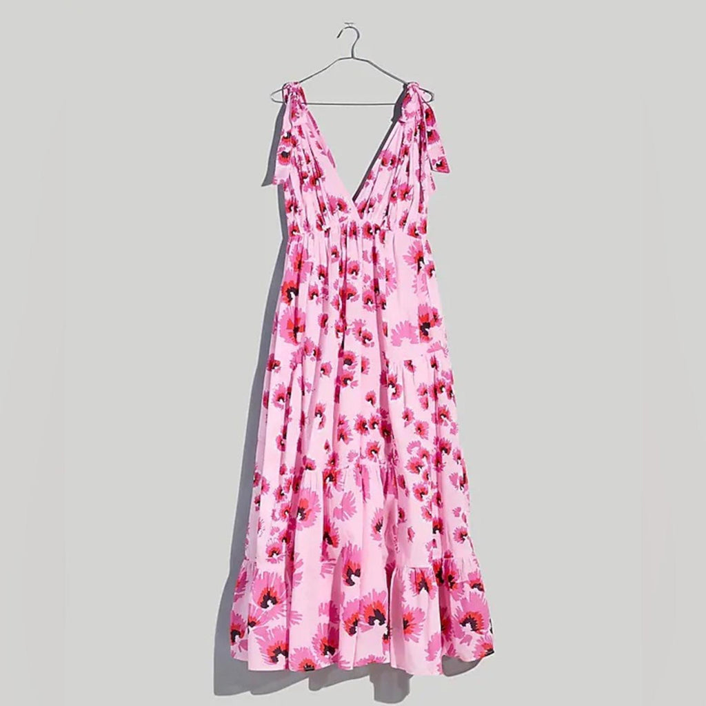 Banjanan Cosmos Floral Mix Cotton Voile Maxi Dress in Pink, Size XXL NWT $430