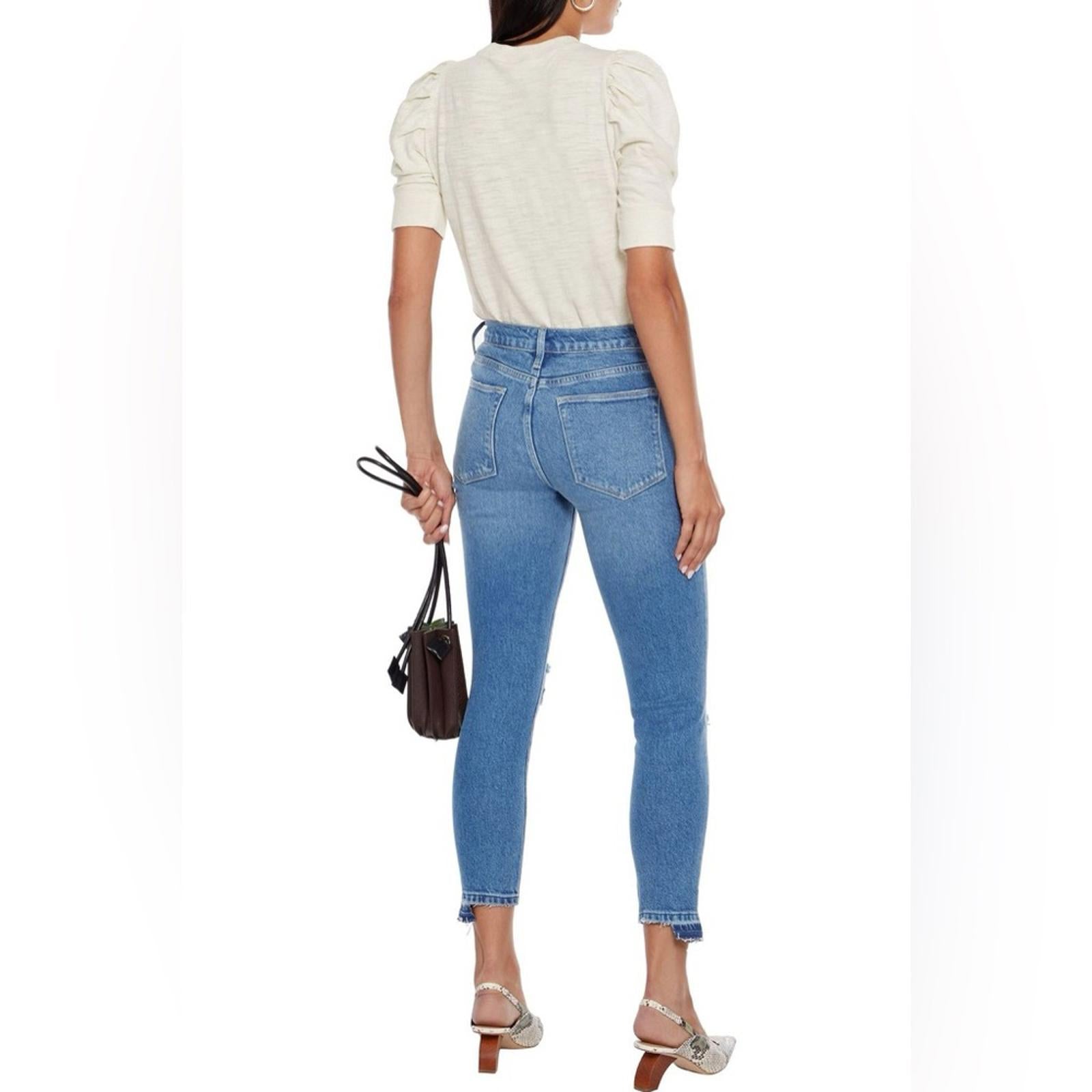 FRAME Le High Skinny Cropped Distressed High-Rise Skinny Jeans, Size 23 NWT $228