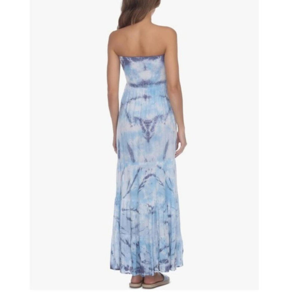 RAVIYA Strapless Tiered Tie-Dye Maxi Dress Cover-Up in Blue/Sky Size 2X NWT
