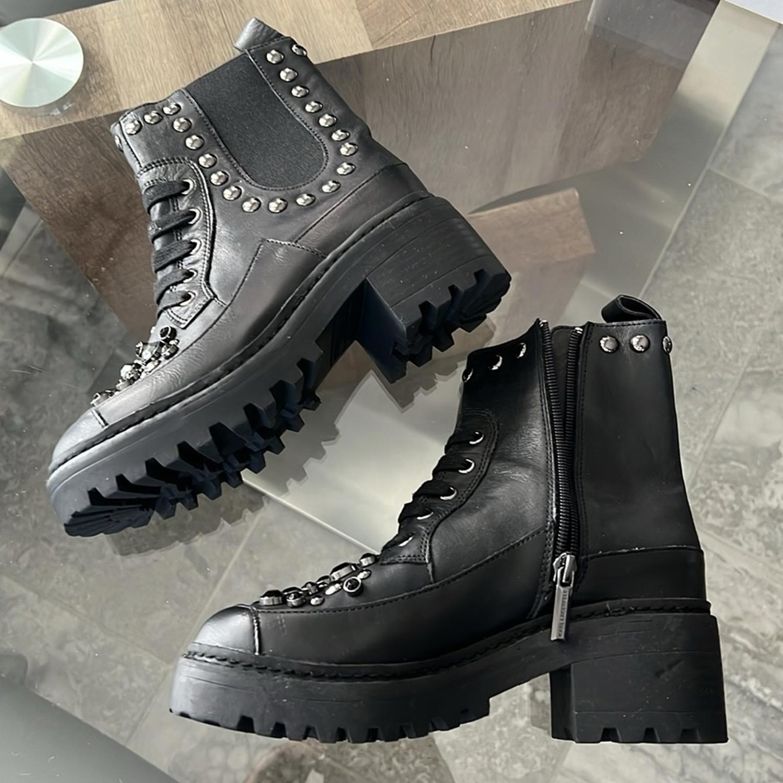 Karl Lagerfeld Breck Embellished Lug Boot, Black Size 35 | US 5 New w/o Box $229
