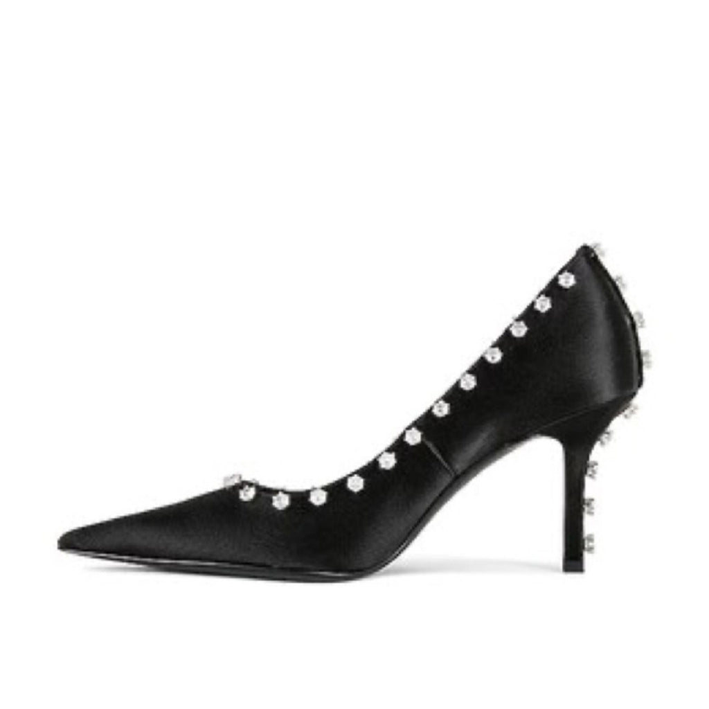 Alexander Wang Delphine 85 Crystal Stud Pump, Black Size 38 New in Box