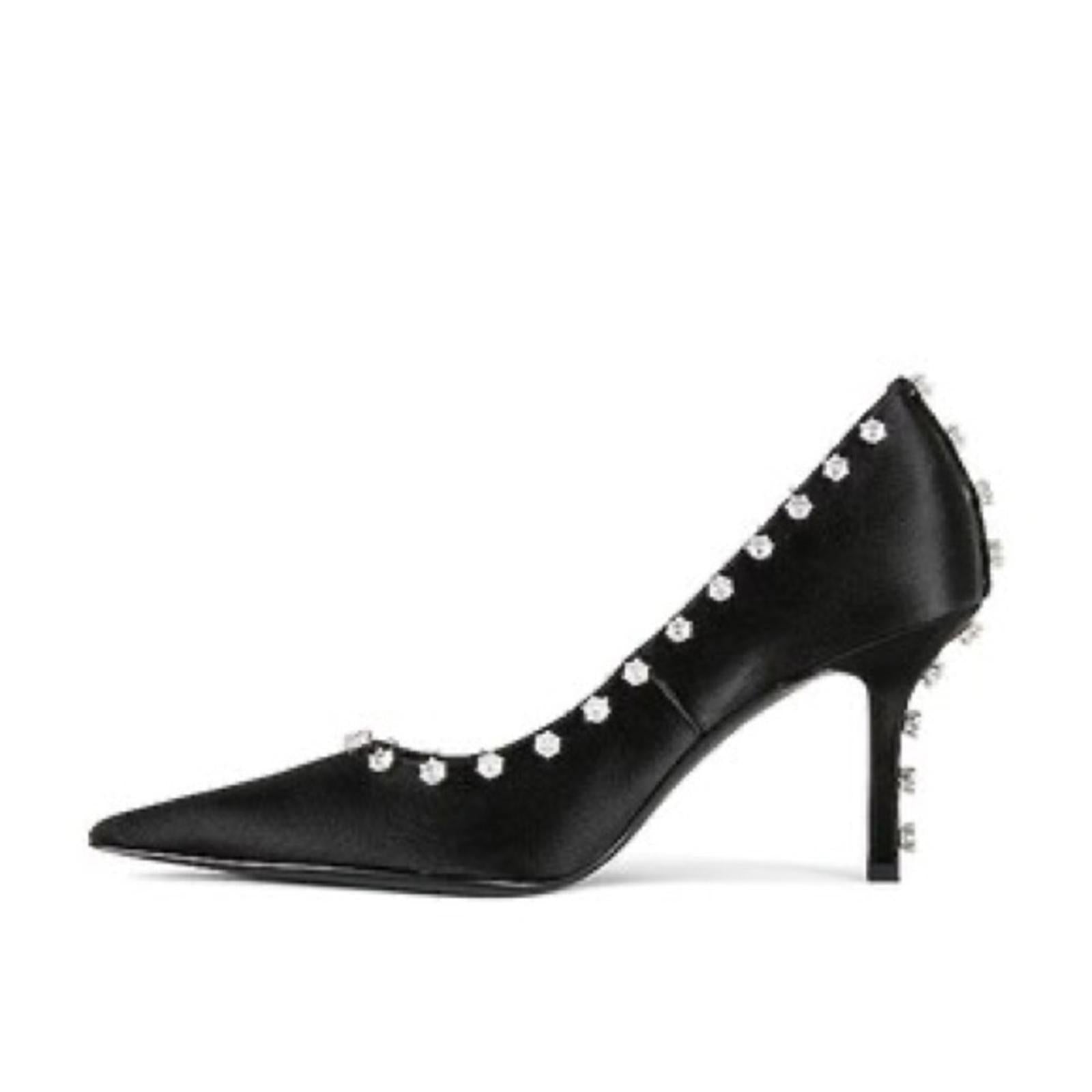 Alexander Wang Delphine 85 Crystal Stud Pump, Black Size 38 New in Box