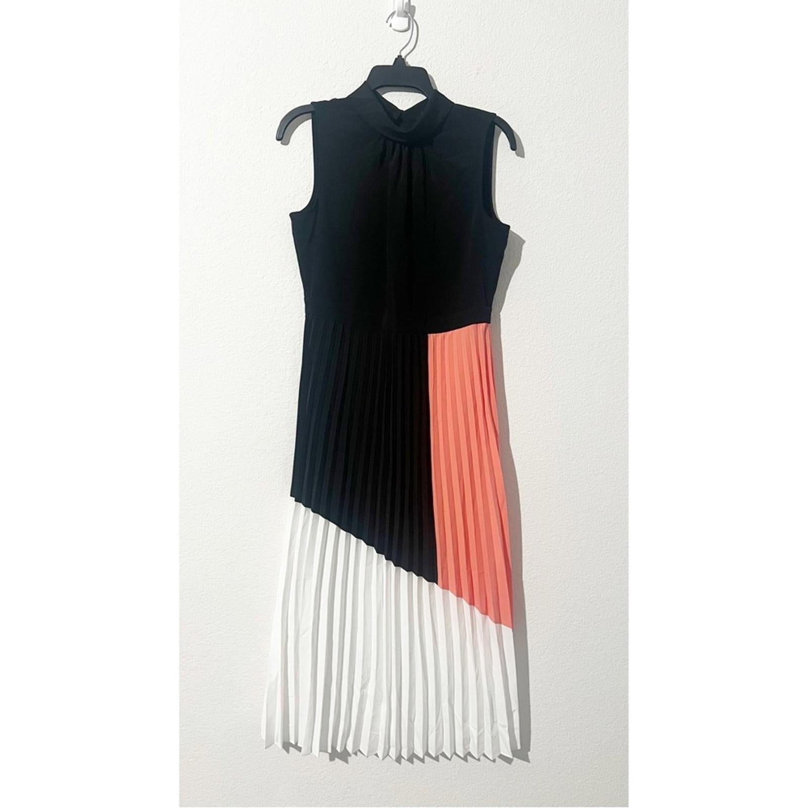 Karl Lagerfeld Pleated Printed Midi Dress, NEW, Size 4