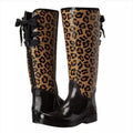 COACH Cozy Tristee Style Lace-Up Rain Boots in Animal Print, Size 9 EXCELLENT!