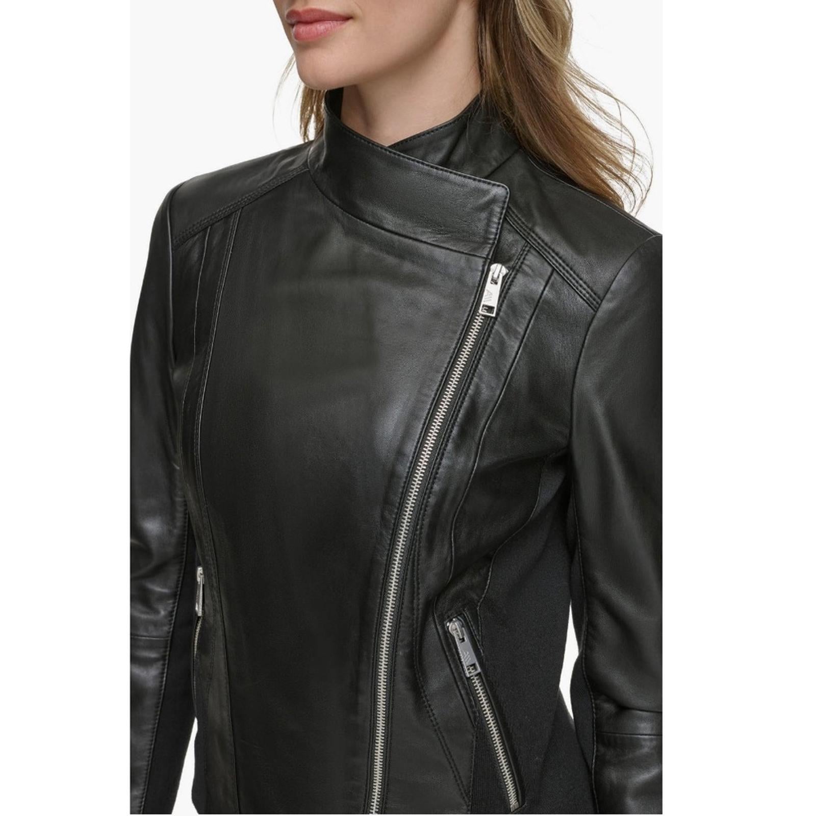 Andrew Marc Minowa Genuine LEATHER Jacket in Black, Size XL New w/Tag
