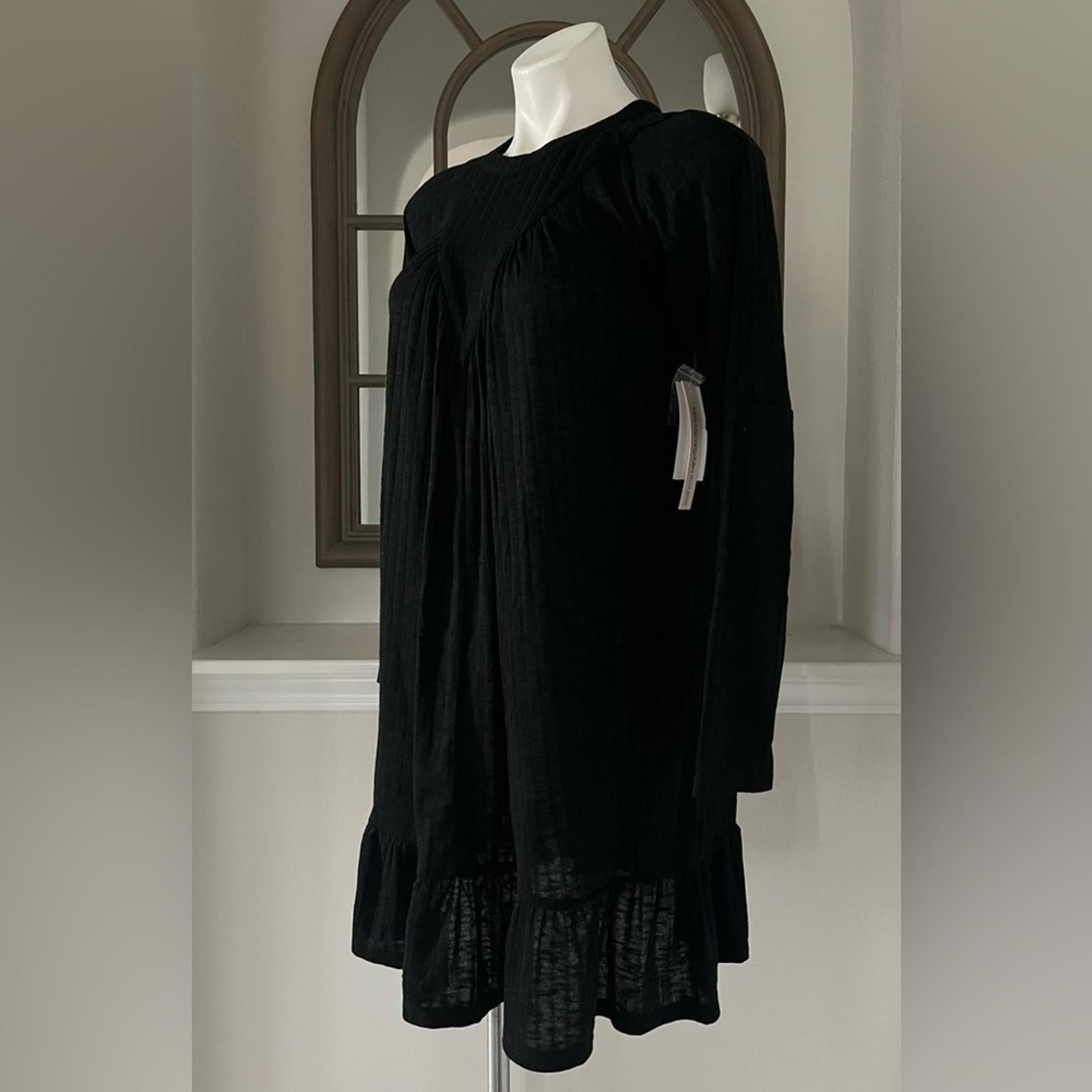 AQUA Long Sleeve Knit Smocked Dress, Black Size S New w/Tag Retail $78