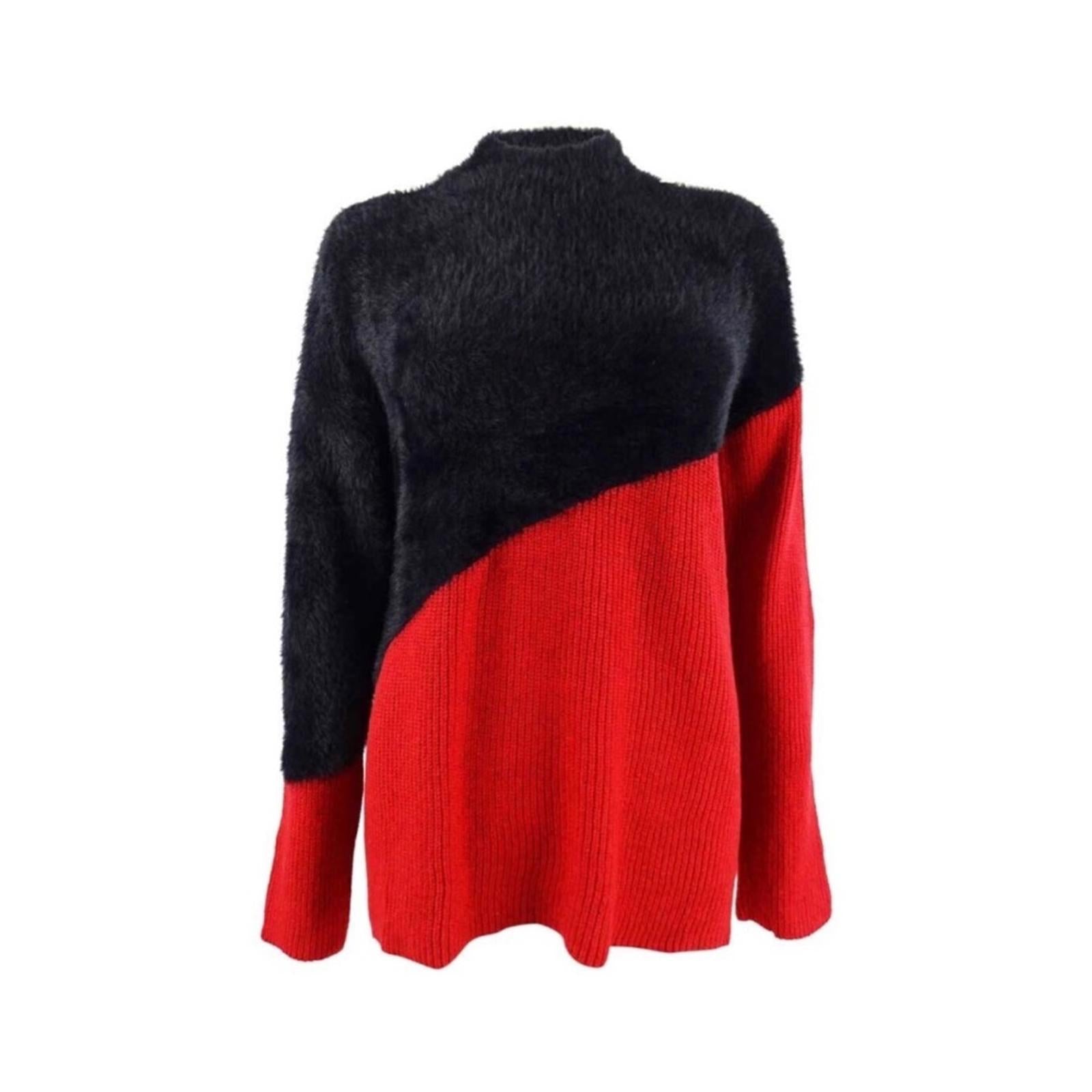 Vince Camuto Asymmetrical Colorblocked Black Textured Sweater, Size XL NWT