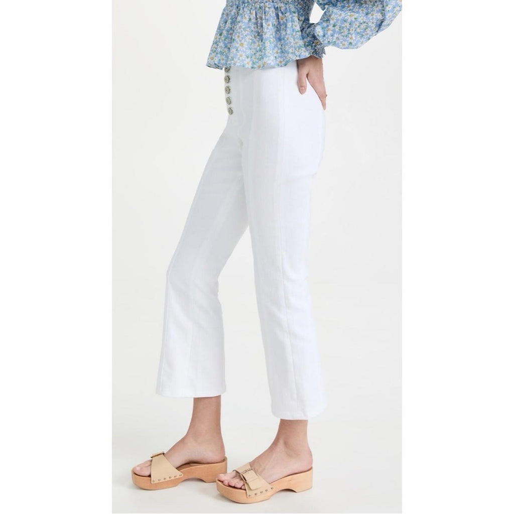 NEW Cinq à Sept Meryl Cropped Flare Leg Jeans in White, Size 12 New w/Tag