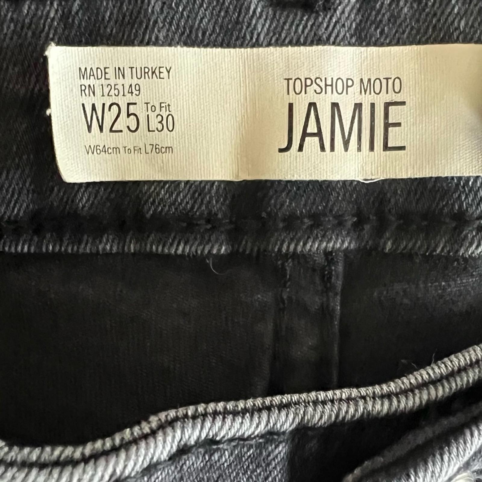 Topshop Moto Jamie Jeans Tuxedo Stripe, Grey Size W25 L30