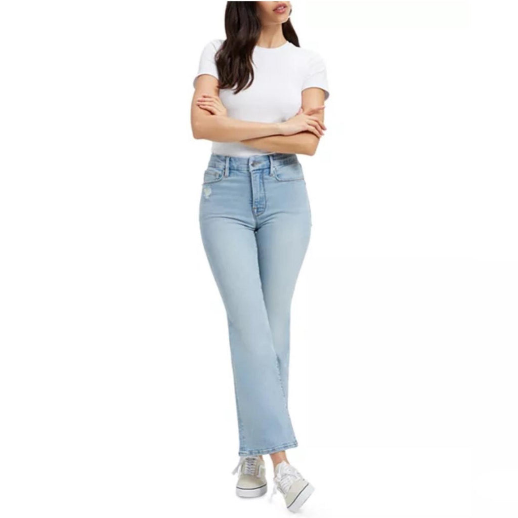 Good American GLC High Rise Mini Bootcut Jeans in Indigo, NWT, Size 16