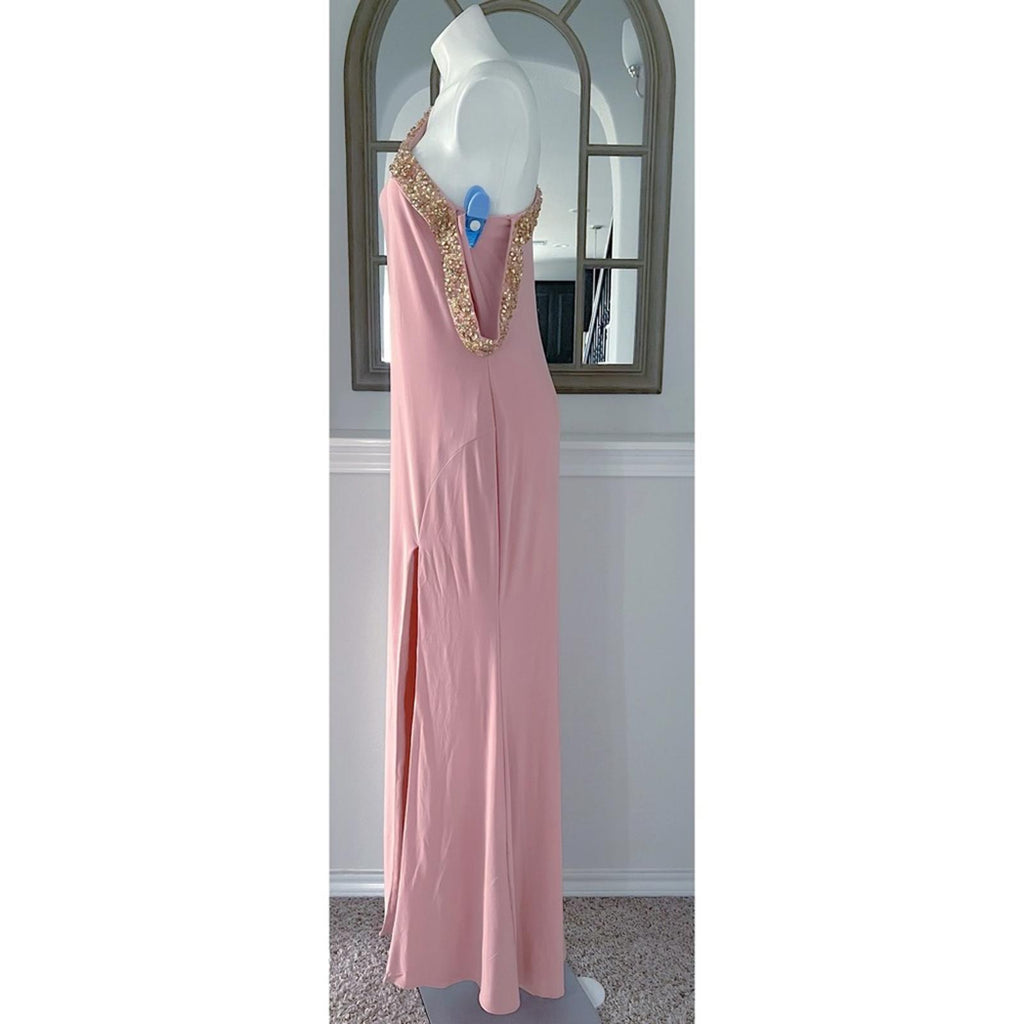 Mac Duggal Beaded Drop Shoulder Jersey Gown, Size 12 New with Tag