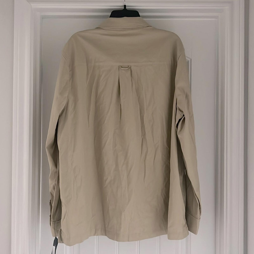 Alfani Men's Regular-Fit Beige Long-Sleeve Twill Overshirt, NWT, Size XL $120
