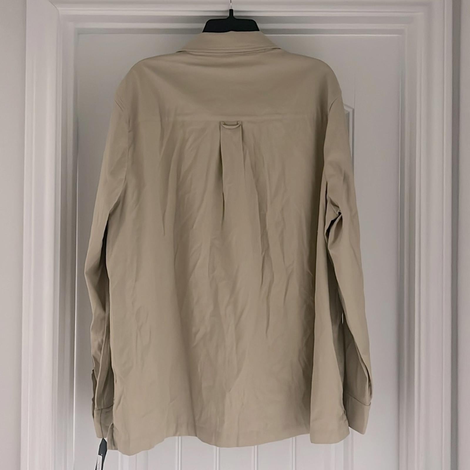 Alfani Men's Regular-Fit Beige Long-Sleeve Twill Overshirt, NWT, Size XL $120