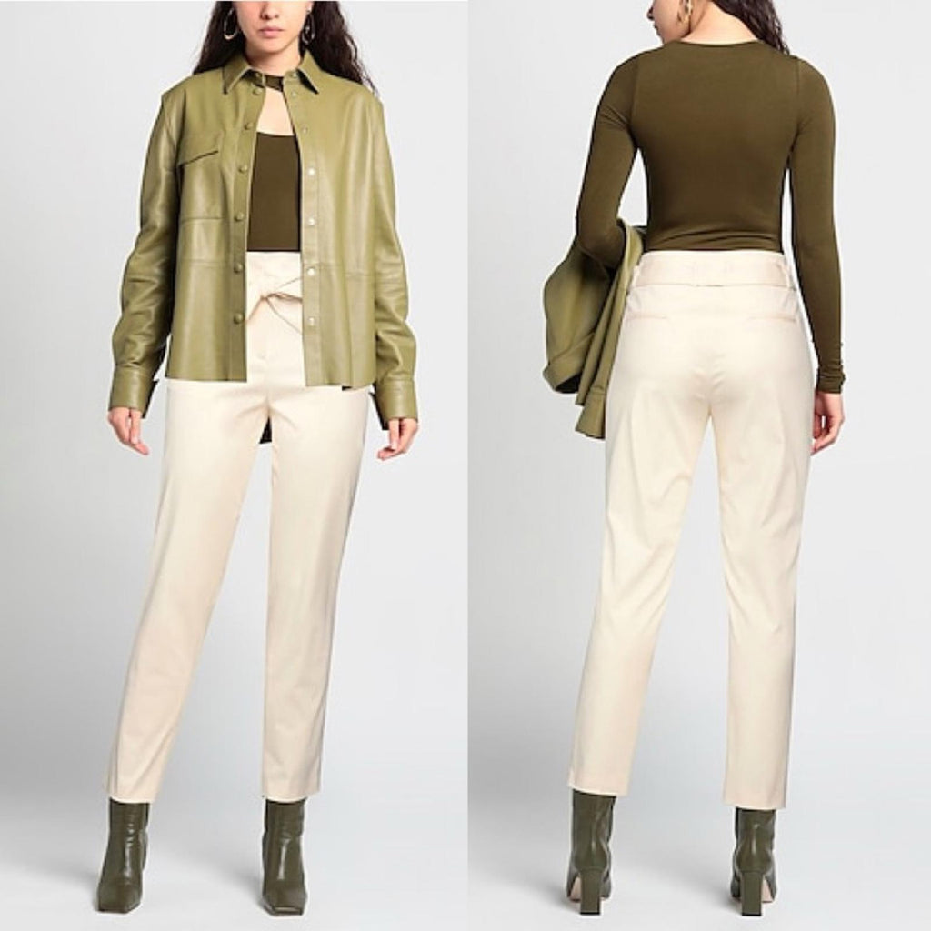 NWT ELEVENTY High-Waisted Ribbed Pants in Cream, Size EU40 | US2 New w/Tag $495