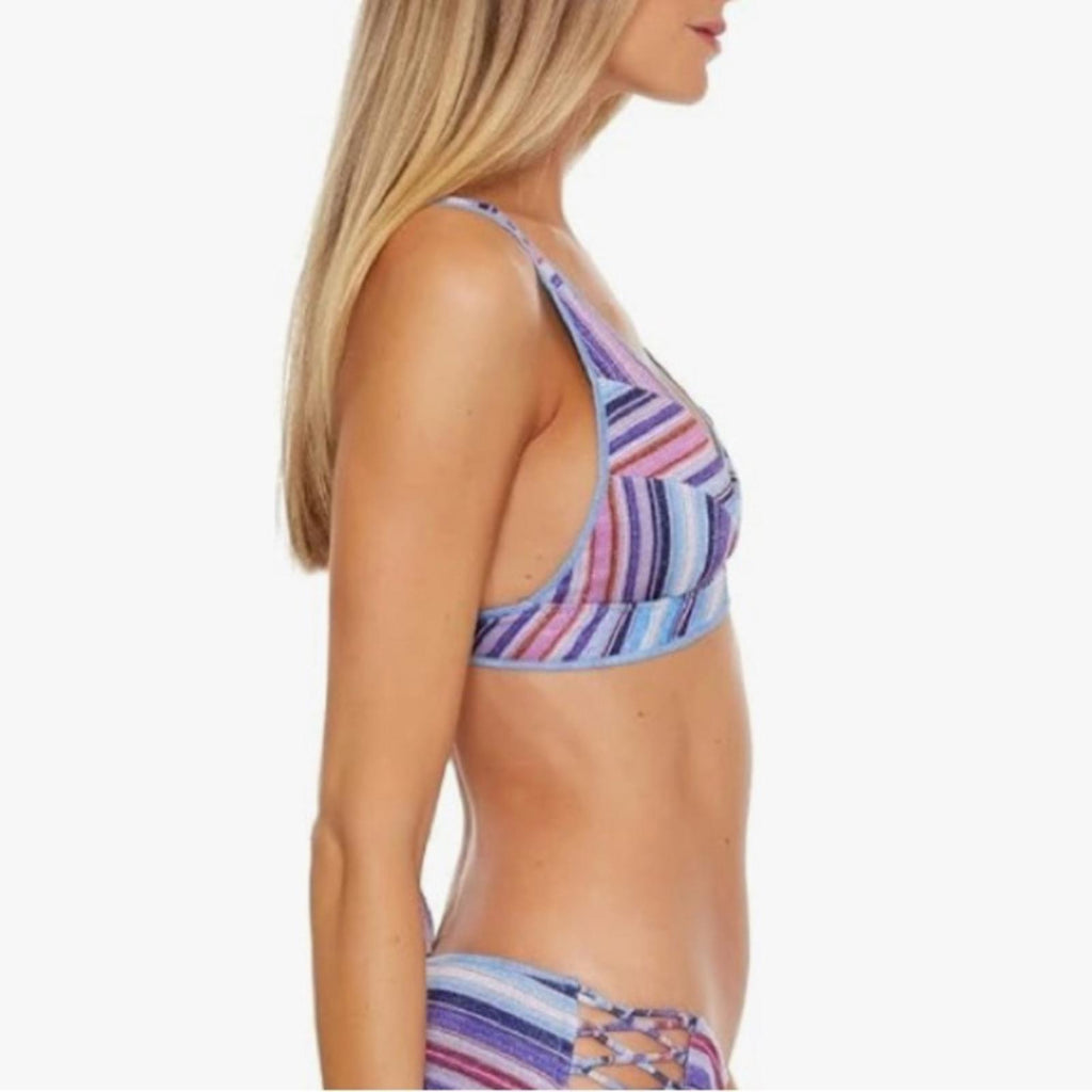 BECCA Metallic Bikini Swim Top w/Removable Cups in Purple Size M NEW w/Tag