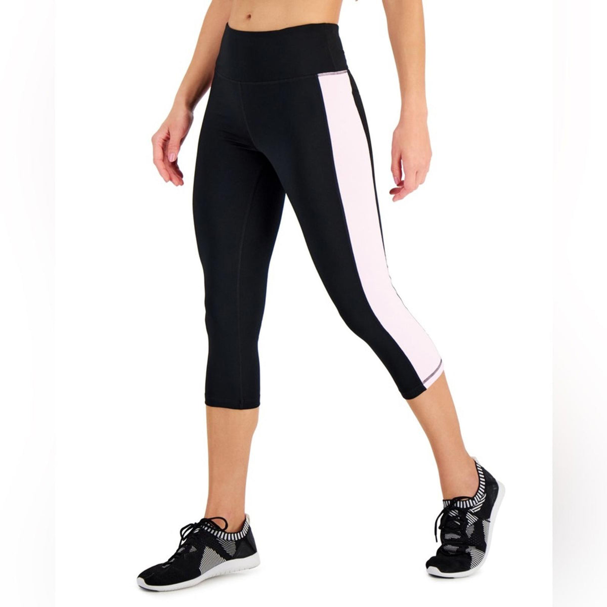 Ideology Essentials Colorblocked Cropped Leggings, Noir White Size 2X New w/Tag