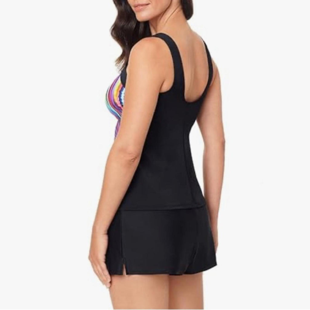 Reebok Glasswork Bust Minimizing Soft Cup Tankini Bathing Suit Top, Size 10 NWT