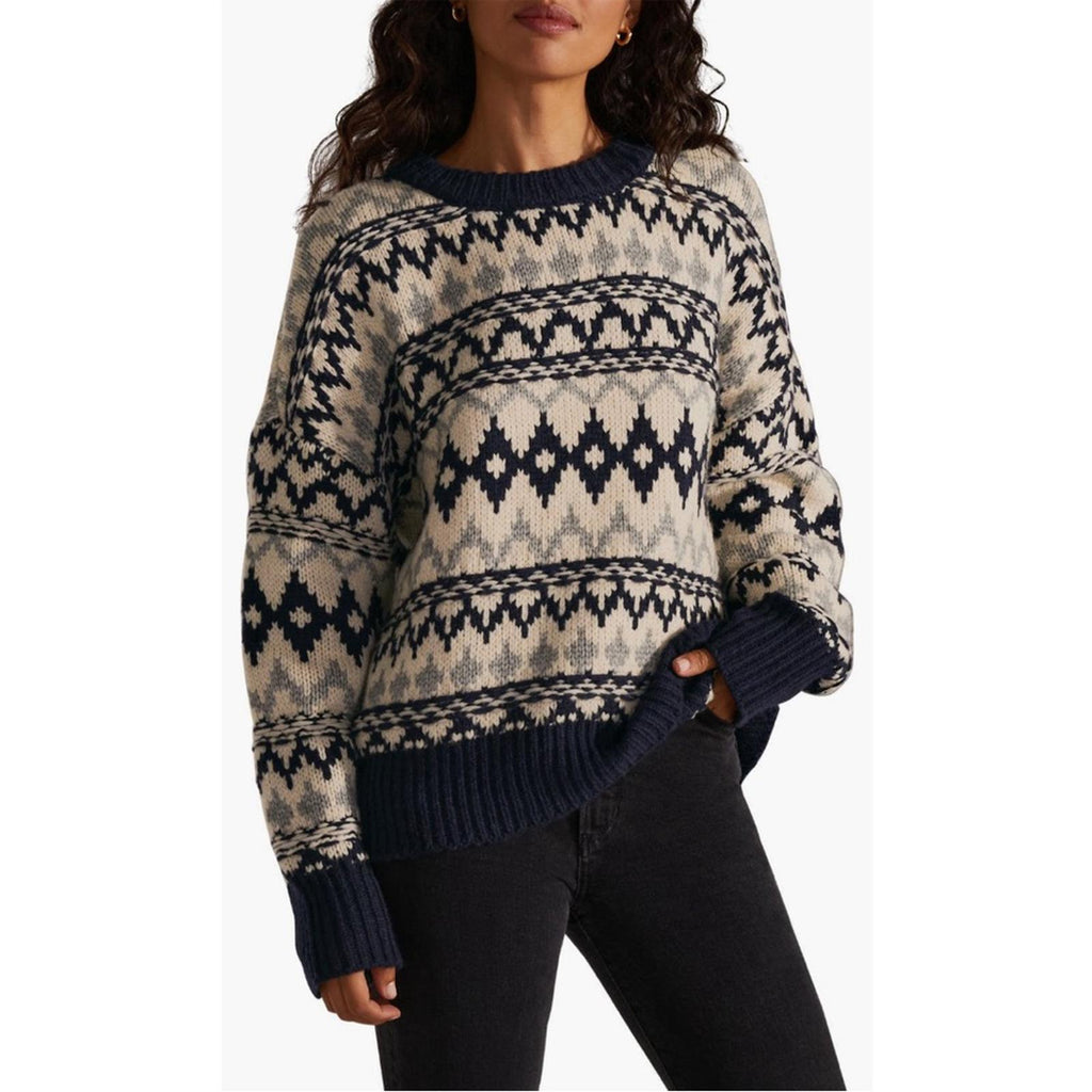 Favorite Daughter ‘Tis The Season Sweater &Hat Set, Blue/Grey Fair Isle Sz M NWT