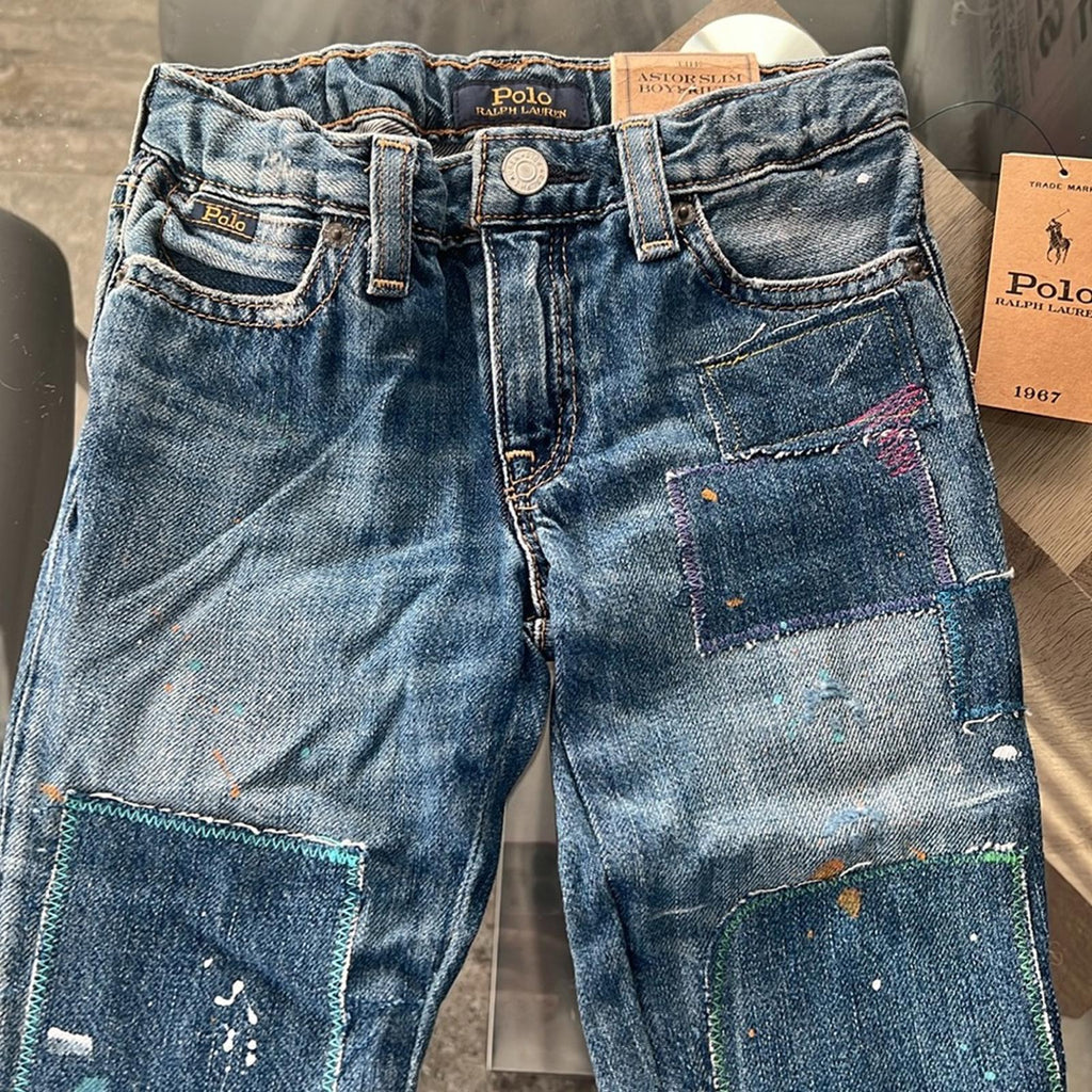 Polo Ralph Lauren Paint-Print Astor Slim Boyfriend Jeans, Size 4T Retail $135