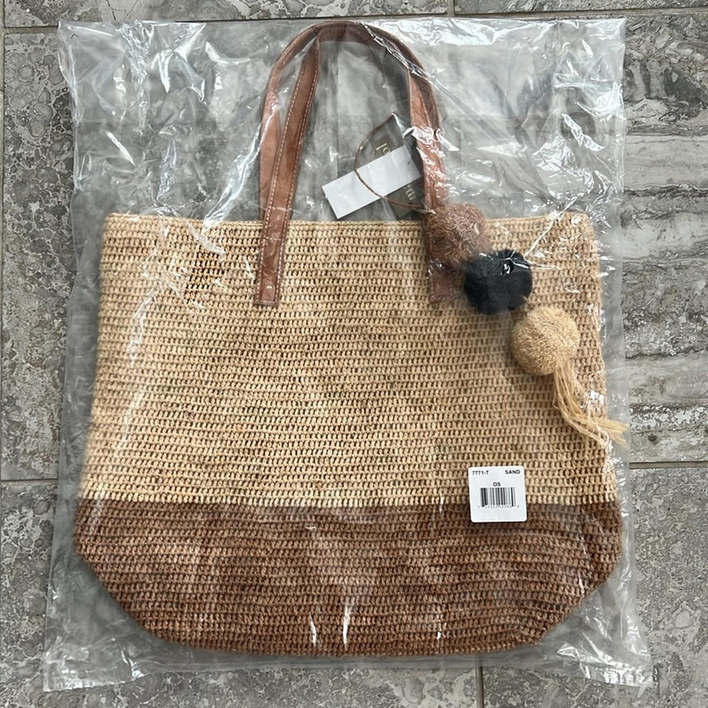 Mar Y Sol Montauk Tote Straw Bag in Sand/ Brown One Size, New w/Tag