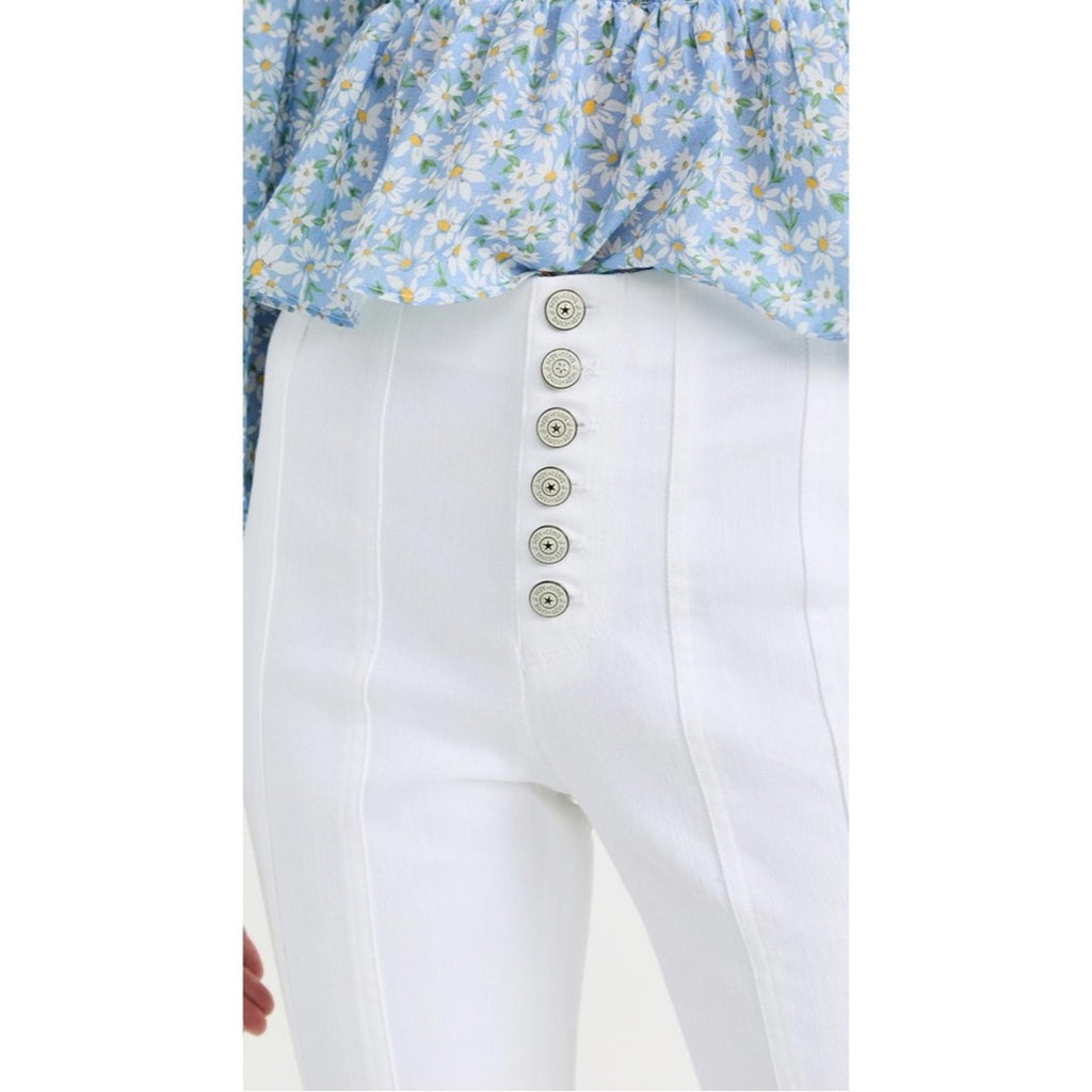 NEW Cinq à Sept Meryl Cropped Flare Leg Jeans in White, Size 12 New w/Tag