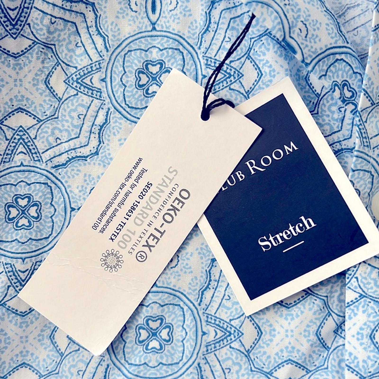 Club Room Stretch Medallion Print Button Up Dress Shirt in Blue Size M New w/Tag