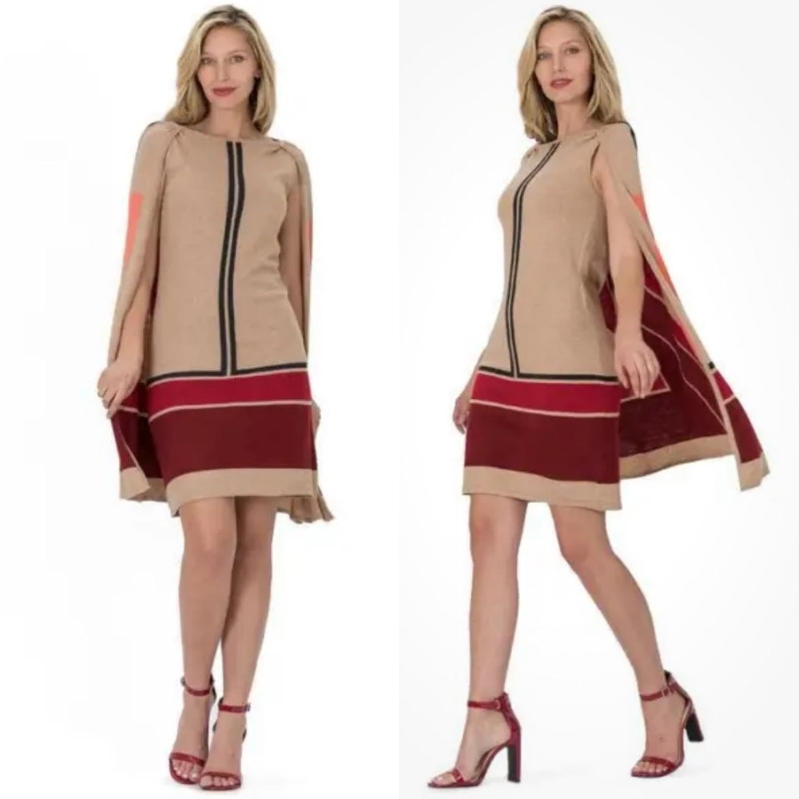 NWT Vertigo Claudia Aplaca Wool Blend Cape Dress. Size L New w/Tag Retail $170