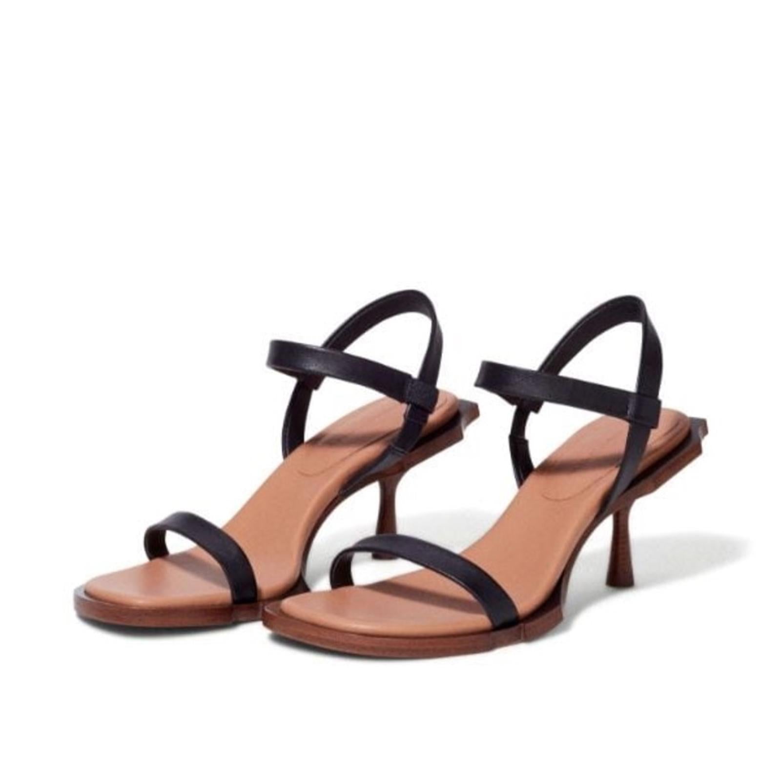 Simkhai Roma Heeled Leather Sandals, Black Size 41 New in Box