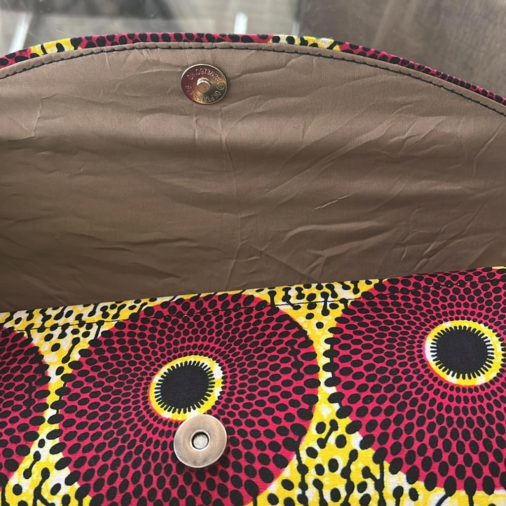 NEW Handmade Ankara Clutch Bag, Yellow/Magneta