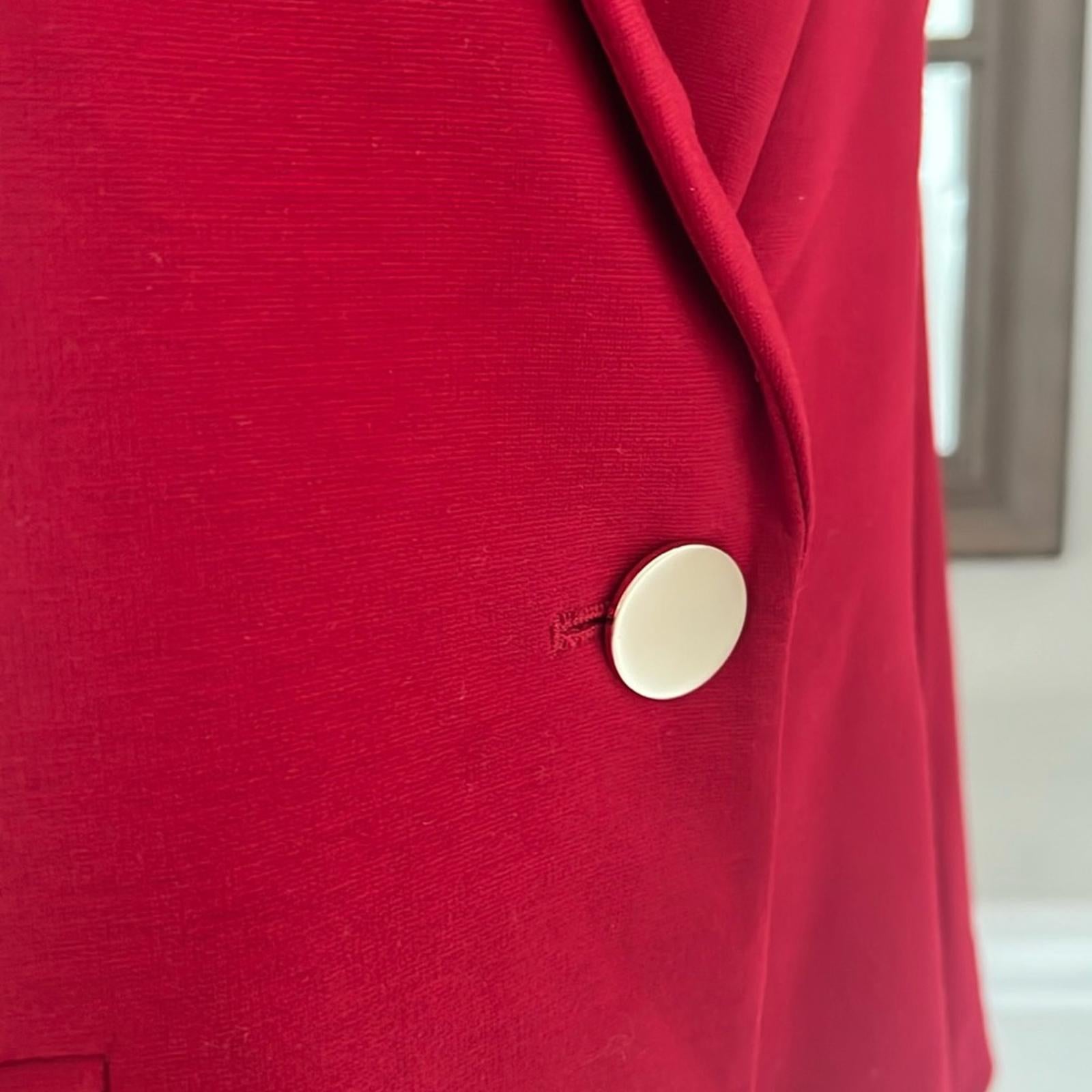 Kasper Zip Cuff Notched Collar One-Button Blazer in Red Petite Size 10, New $129