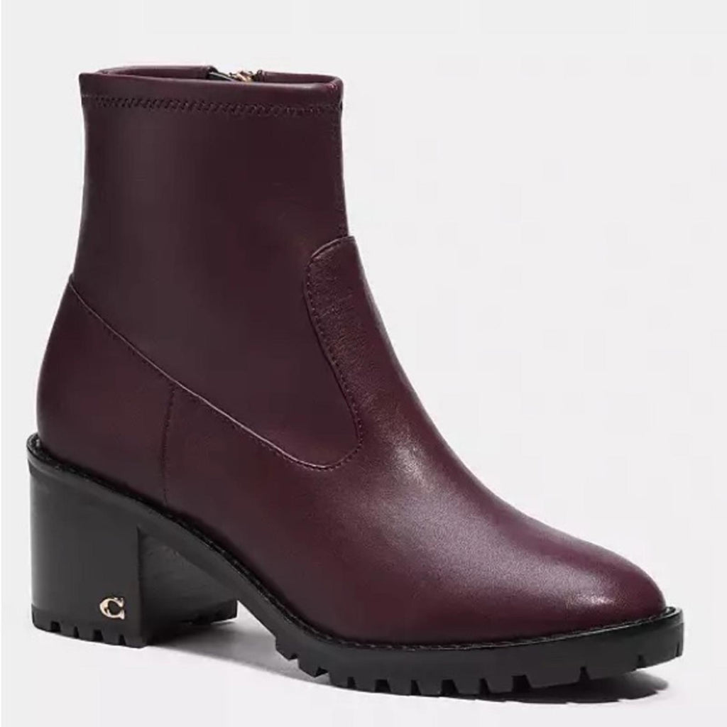 Coach Joy Lug-Sole Booties in Dark Cranberry, Size 11 New in Box $250