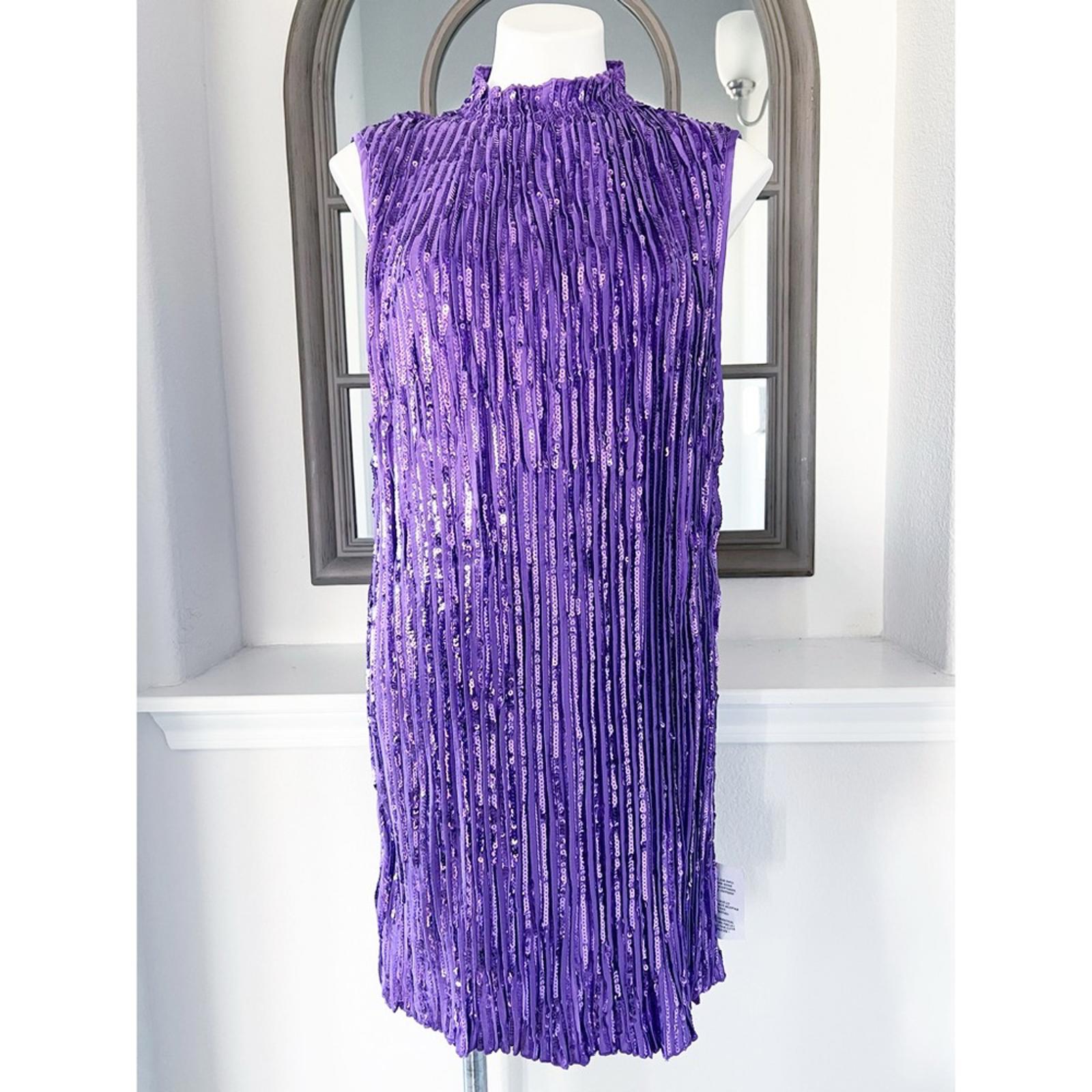 NWT ASOS Design High Neck Sequin Embellished Mini Dress, Purple Size US 14 UK 18