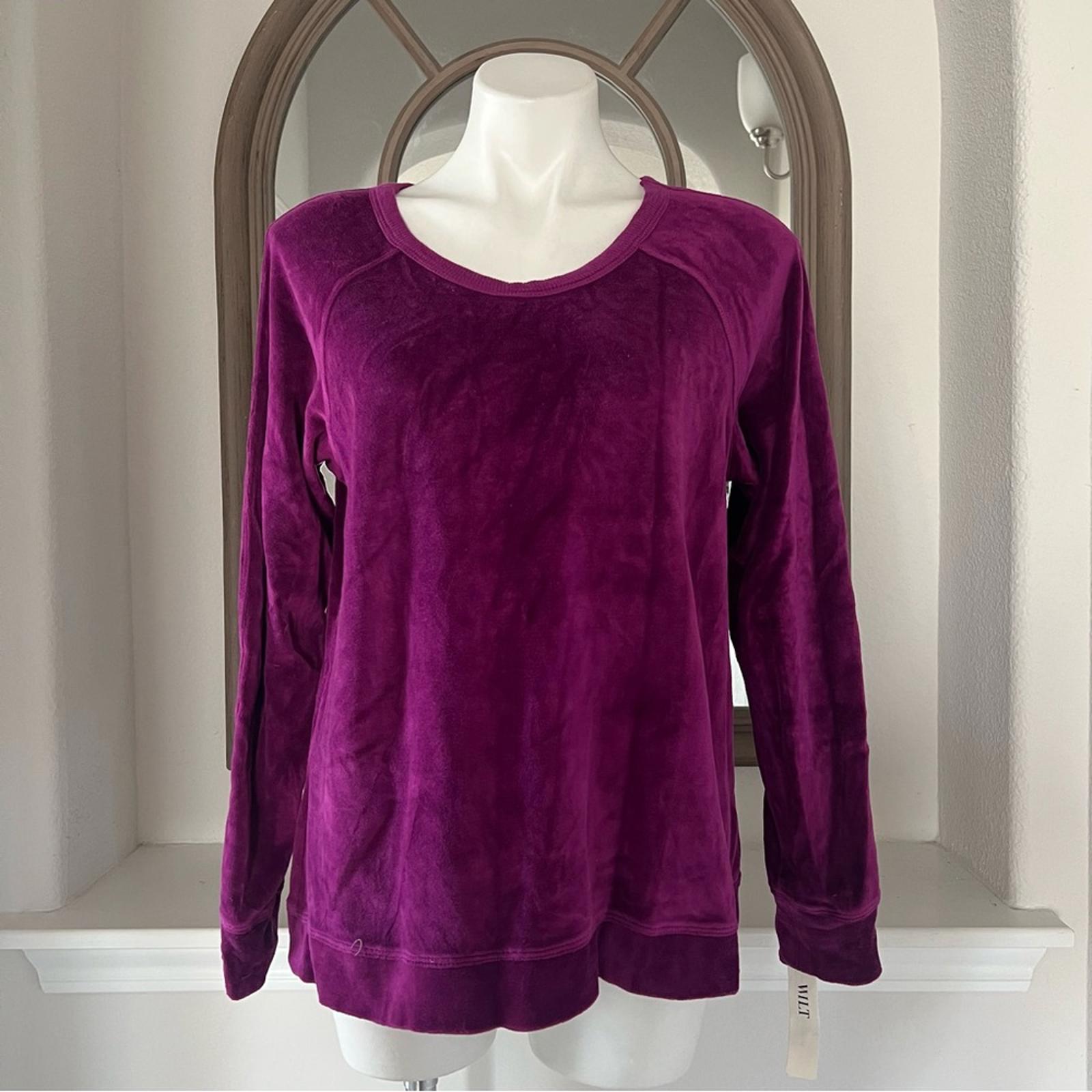 WILT Velour Raglan Sweatshirt in Magnolia Purple, Size M, New w/Tag