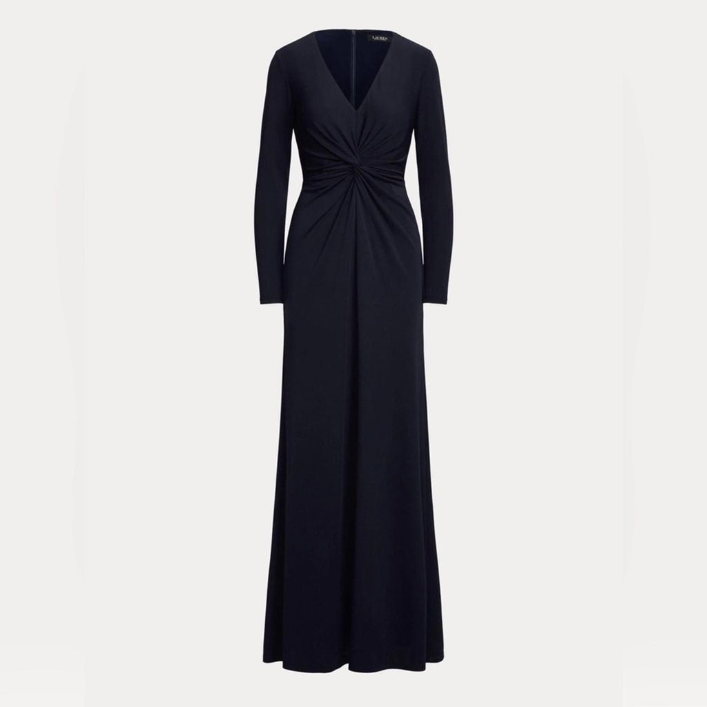 Lauren Ralph Lauren Twist-Front Foil-Print Jersey Gown Black, Women’s Size 4 NWT