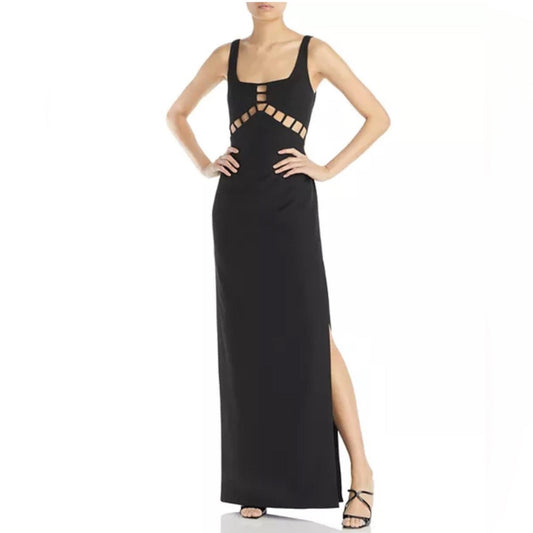 Aidan Mattox Scoop Neck Gown with CutOuts in Black, Size 8 New w/Tag $195