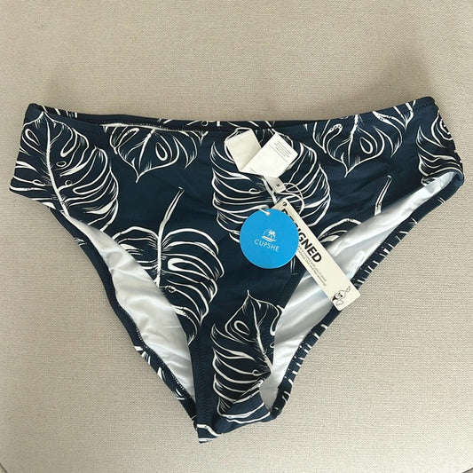Cupshe Navy Leaf-Print Bikini Bottom Size M New w/Tag