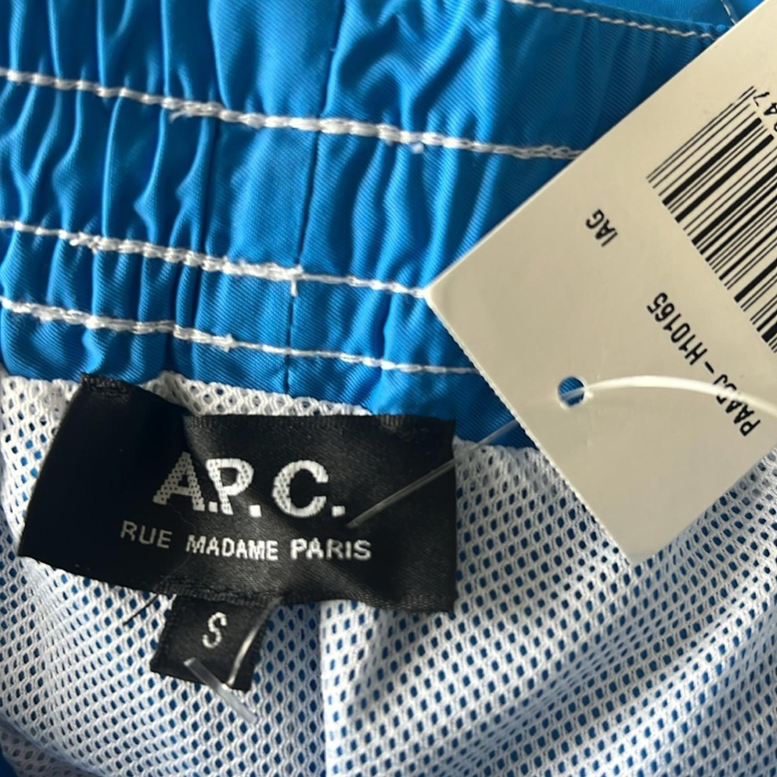 A.P.C. Louis Solid Regular Fit Swim Trunks in Blue, Size S NEW w/Tag $195
