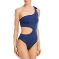 AQUA Swim One Shoulder Side Cutout One Piece Swimsuit in Midnight, Size XL NWT