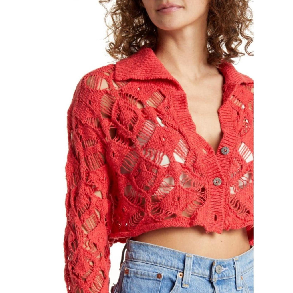 Free People Sedona Cardi in Guava Berry, Size XS New w/Tag Retail $128