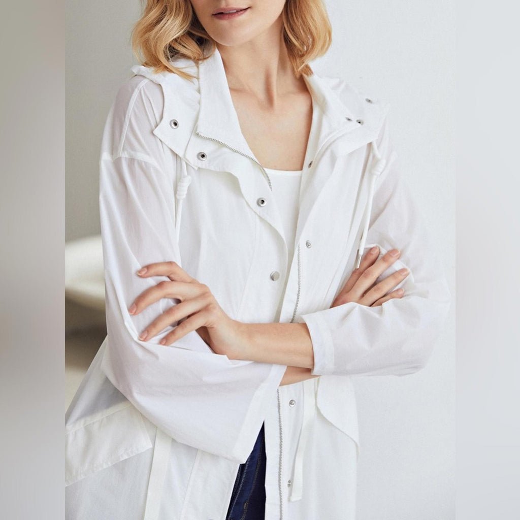 MOTF Lightweight Drawstring Trench Coat in White, Size L New in Packaging