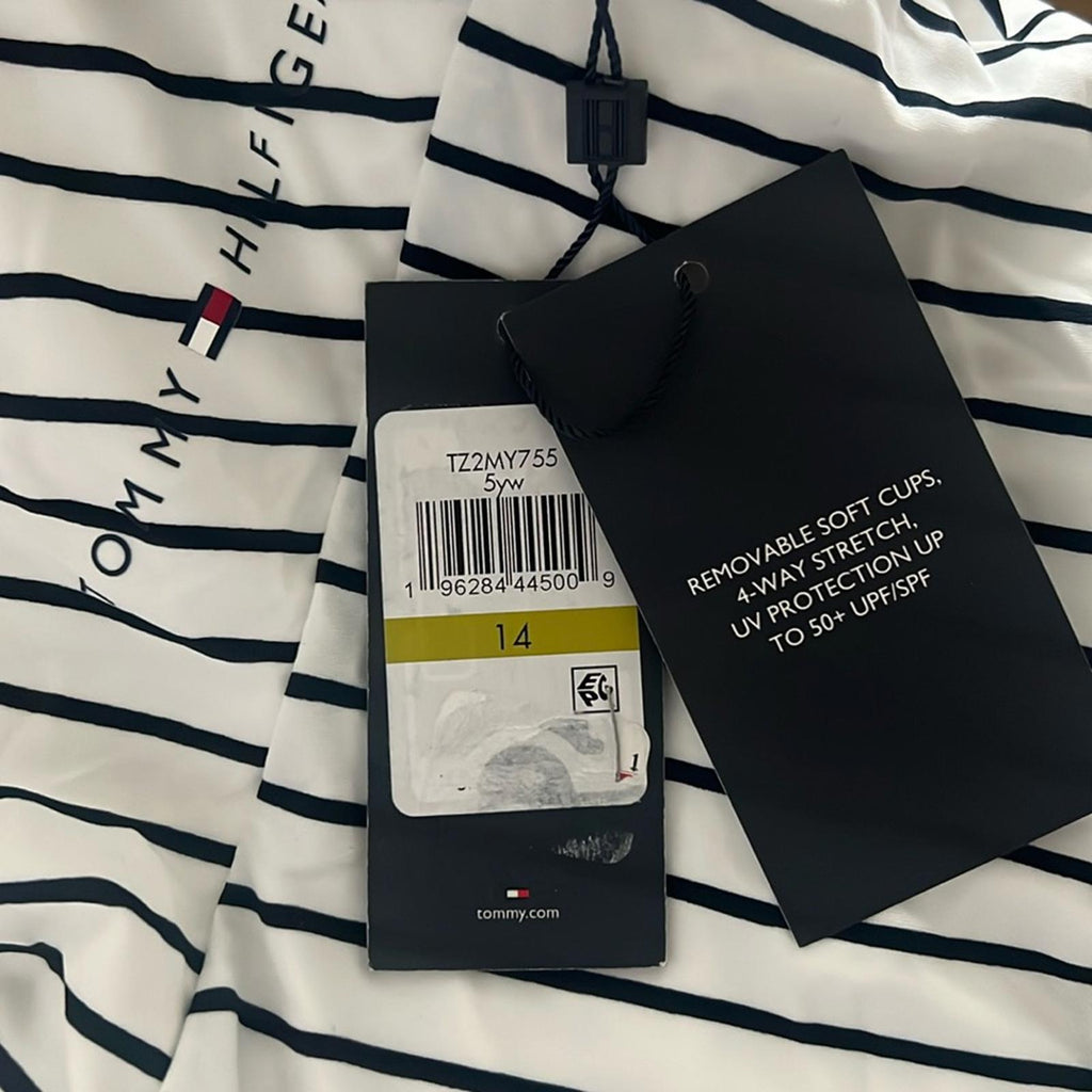 Tommy Hilfiger Sail Away Stripe Sky Captain/White One-Piece Swimsuit Size 14 NWT