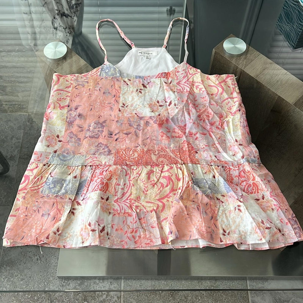 NEW Maisie Nordstrom Patchwork Floral Paisley Tank Top, Pink Blush Size XS